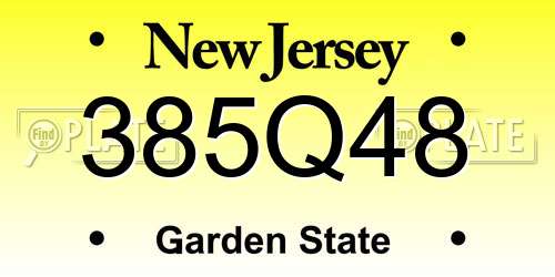 385Q48 New Jersey License Plate