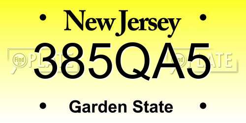 385QA5 New Jersey License Plate