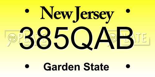 385QAB New Jersey License Plate