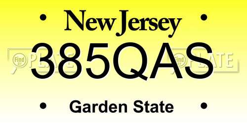 385QAS New Jersey License Plate
