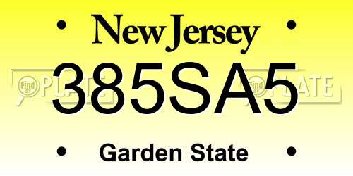 385SA5 New Jersey License Plate