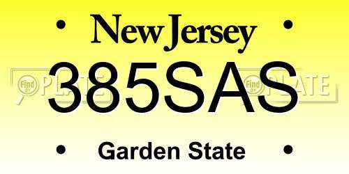 385SAS New Jersey License Plate