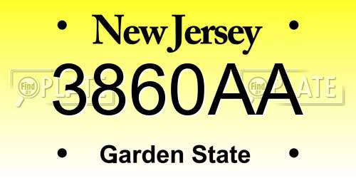 3860AA New Jersey License Plate