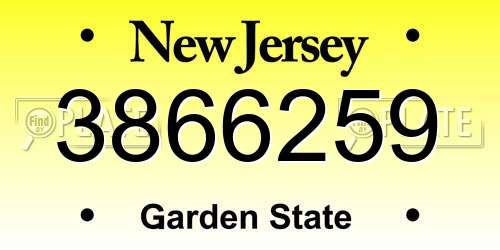 3866259 New Jersey License Plate