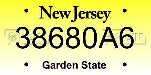 38680A6 New Jersey License Plate
