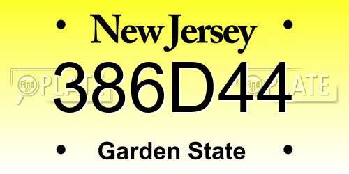 386D44 New Jersey License Plate