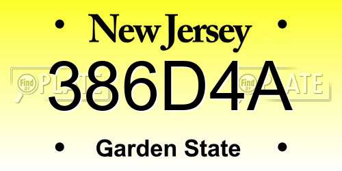 386D4A New Jersey License Plate