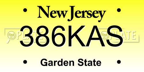 386KAS New Jersey License Plate