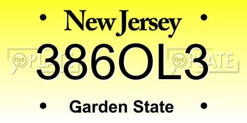 386OL3 New Jersey License Plate