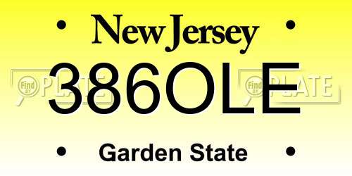 386OLE New Jersey License Plate