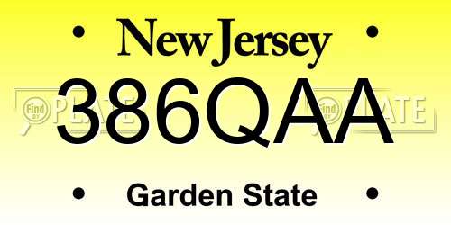 386QAA New Jersey License Plate