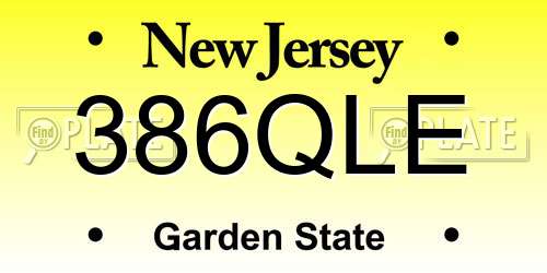 386QLE New Jersey License Plate
