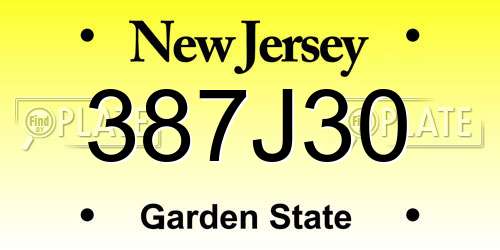 387J30 New Jersey License Plate
