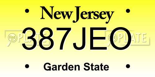 387JEO New Jersey License Plate