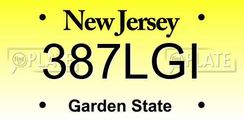 387LGI New Jersey License Plate