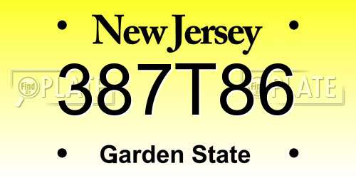 387T86 New Jersey License Plate
