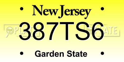 387TS6 New Jersey License Plate