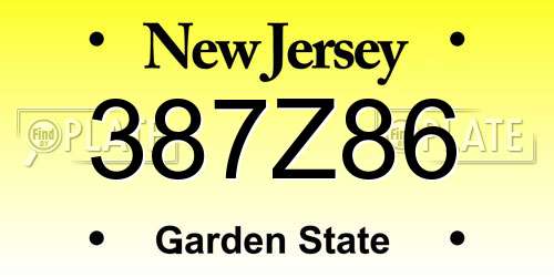 387Z86 New Jersey License Plate