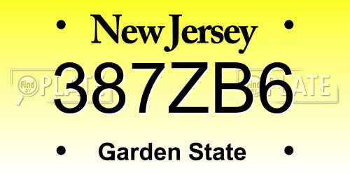 387ZB6 New Jersey License Plate