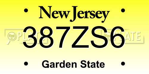 387ZS6 New Jersey License Plate
