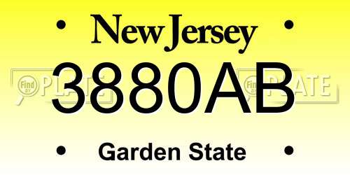 3880AB New Jersey License Plate