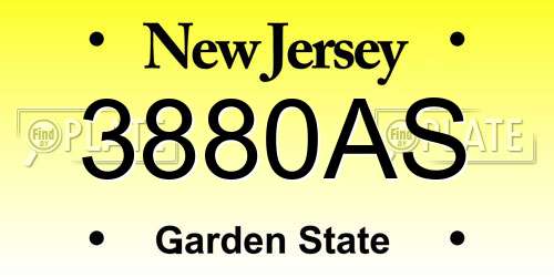 3880AS New Jersey License Plate