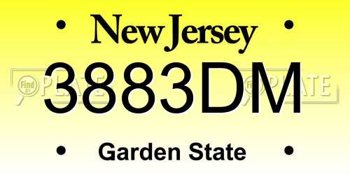 3883DM New Jersey License Plate