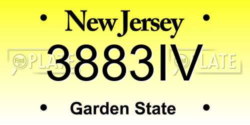 3883IV New Jersey License Plate