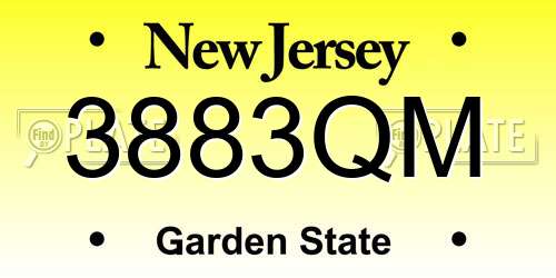 3883QM New Jersey License Plate