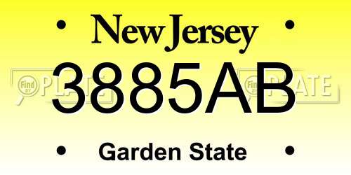 3885AB New Jersey License Plate