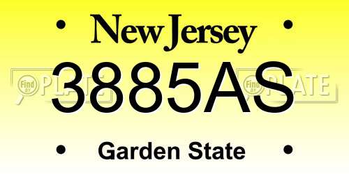 3885AS New Jersey License Plate