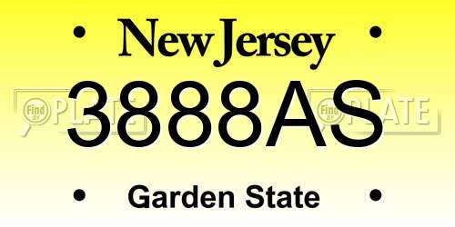 3888AS New Jersey License Plate
