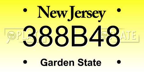 388B48 New Jersey License Plate