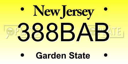 388BAB New Jersey License Plate