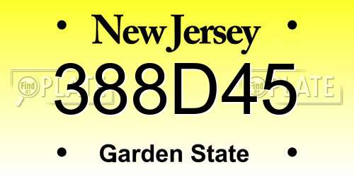 388D45 New Jersey License Plate