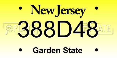 388D48 New Jersey License Plate