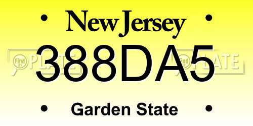 388DA5 New Jersey License Plate
