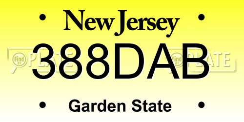 388DAB New Jersey License Plate