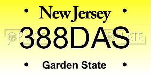 388DAS New Jersey License Plate