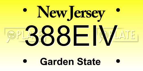 388EIV New Jersey License Plate
