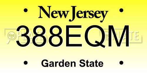 388EQM New Jersey License Plate