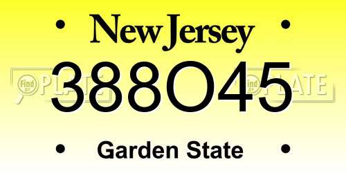 388O45 New Jersey License Plate