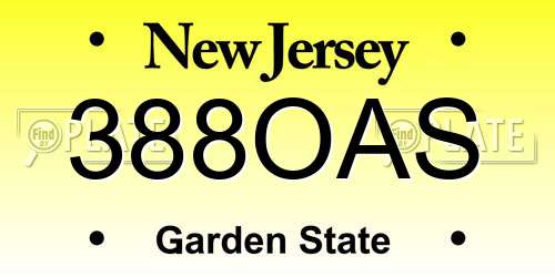 388OAS New Jersey License Plate