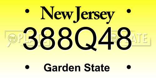 388Q48 New Jersey License Plate