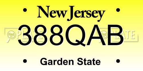 388QAB New Jersey License Plate