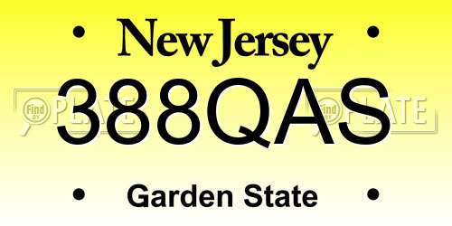 388QAS New Jersey License Plate