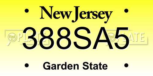 388SA5 New Jersey License Plate