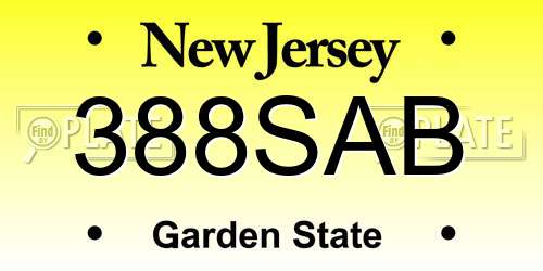 388SAB New Jersey License Plate