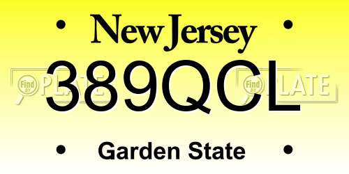 389QCL New Jersey License Plate