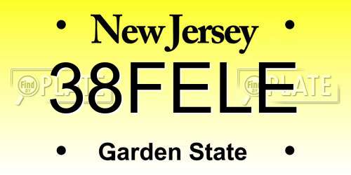 38FELE New Jersey License Plate